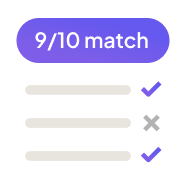 9 out of 10 match score on a product